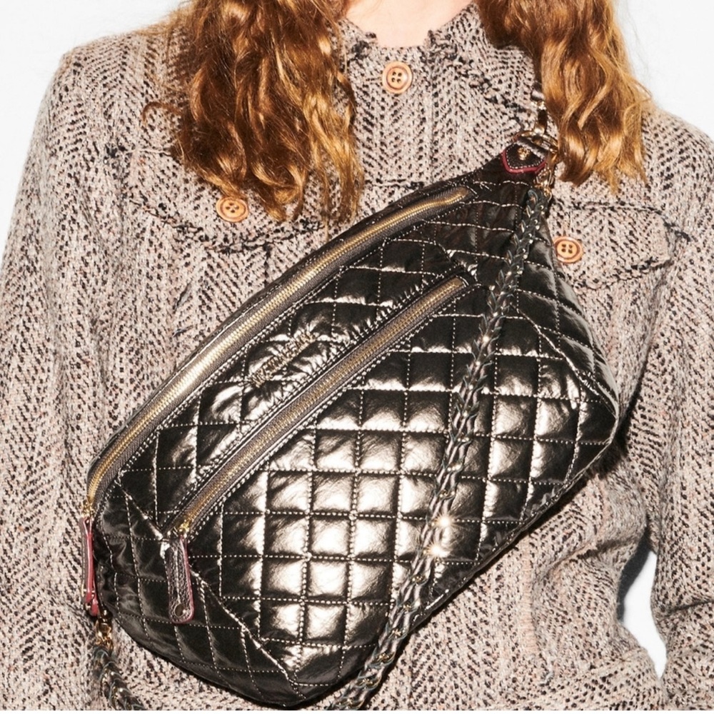 NWT MZ WALLACE Crossbody Sling in Moondust Metalic